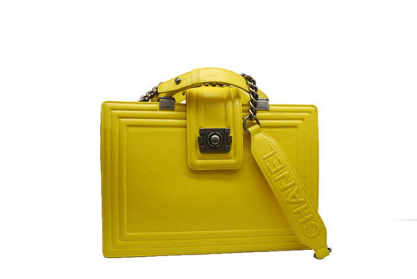 7A Chanel A30160 Yellow Calfskin Large Le Boy Shoulder Bag Silver Hardware Online
